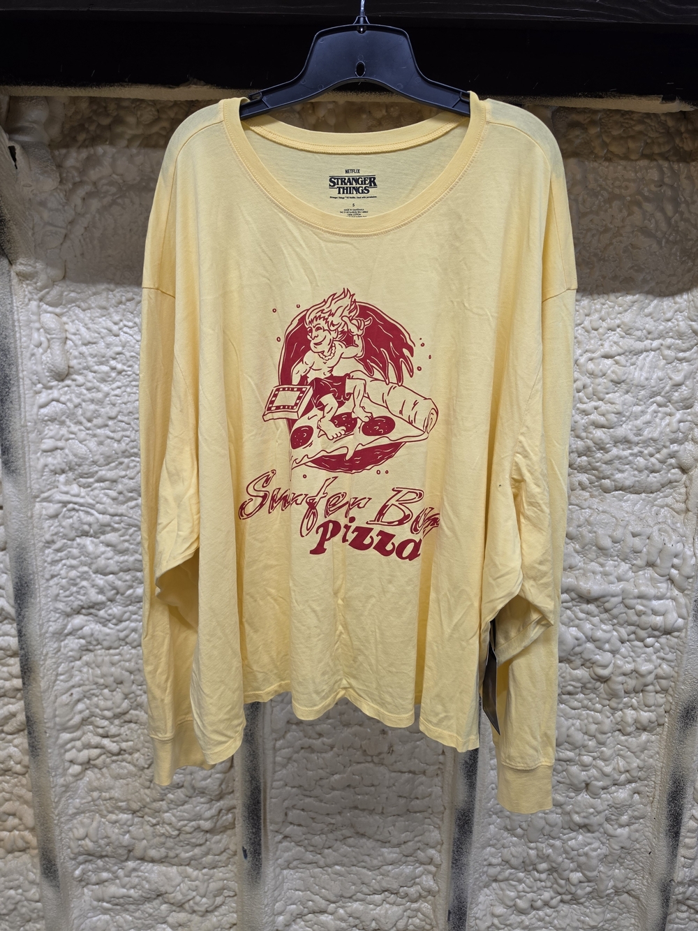 torrid Yellow Long Sleeve Graphic Tee with Red Pizza Print